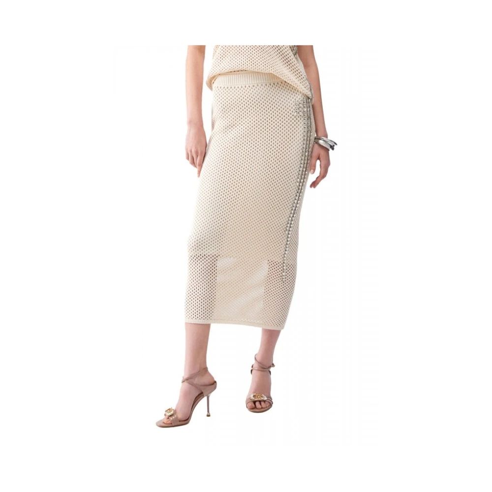 Liu Jo Damen Beige - Langer Mesh-Strickrock - Skirts - S