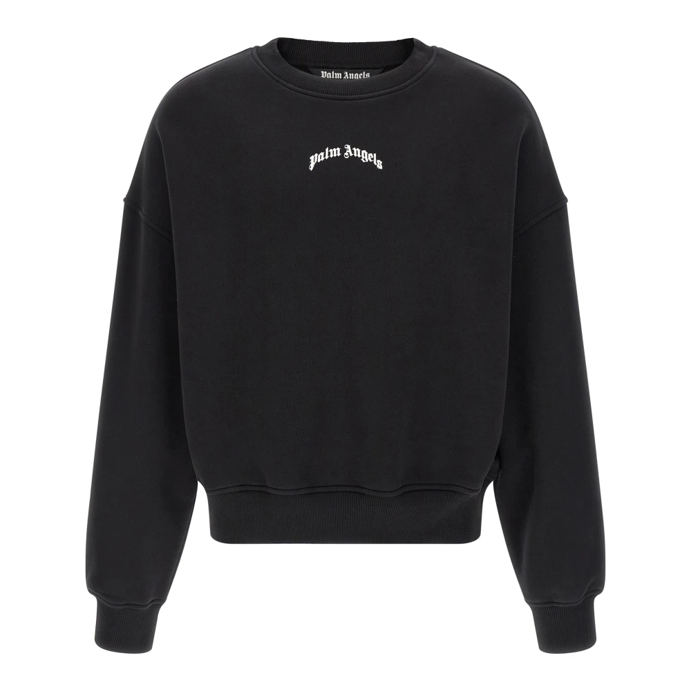 Palm Angels Herren Schwarz - Back Curved Logo Sweatshirt - Sweatshirts & Hoodies - K - M