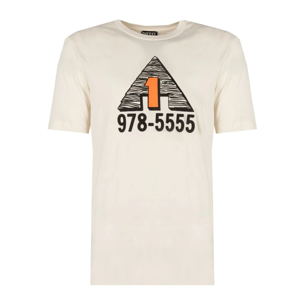 Diesel Herren Beige - Klassisches Rundhals-T-Shirt - Tops - L