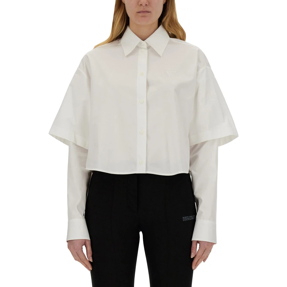 Off-White Damen Weiß Doppellagiges Bookish Shirt Mit Gesticktem Logo In Eu Größe 36 / It Größe 40 - Bild 4