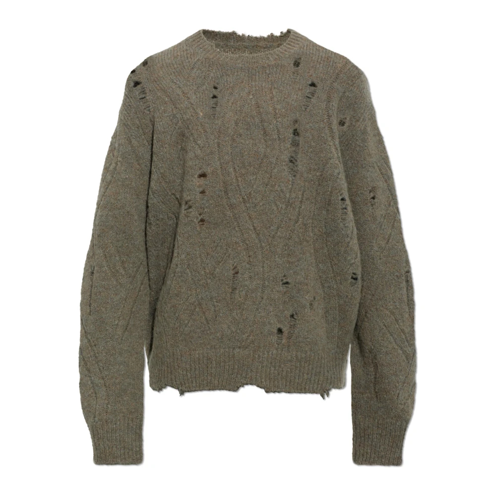 Allsaints Herren Braun Niko Strickpullover Aus Merinowolle In Metallgrau Mit Used-Effekt - Bild 4