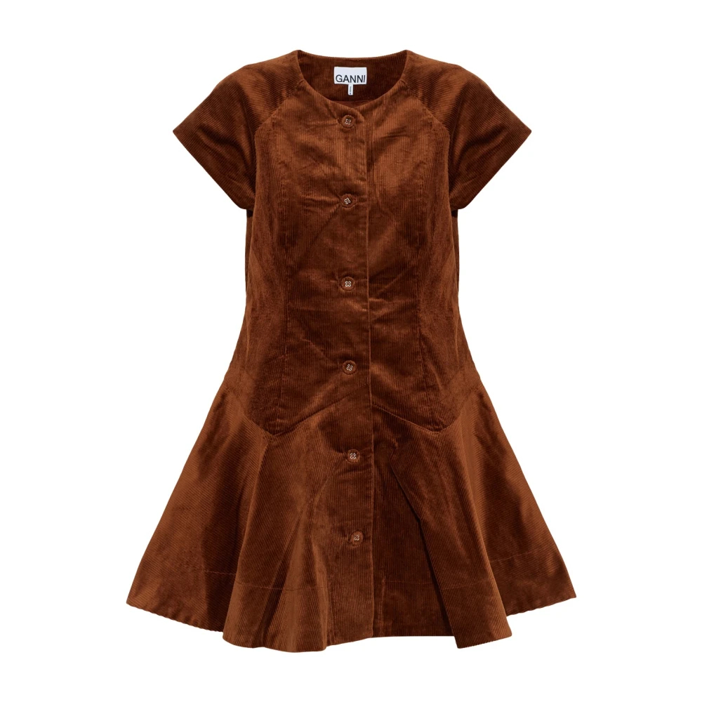 GANNI braun Kleid aus braunem Cord Bio-Baumwolle - Größe 36 - Bild 3