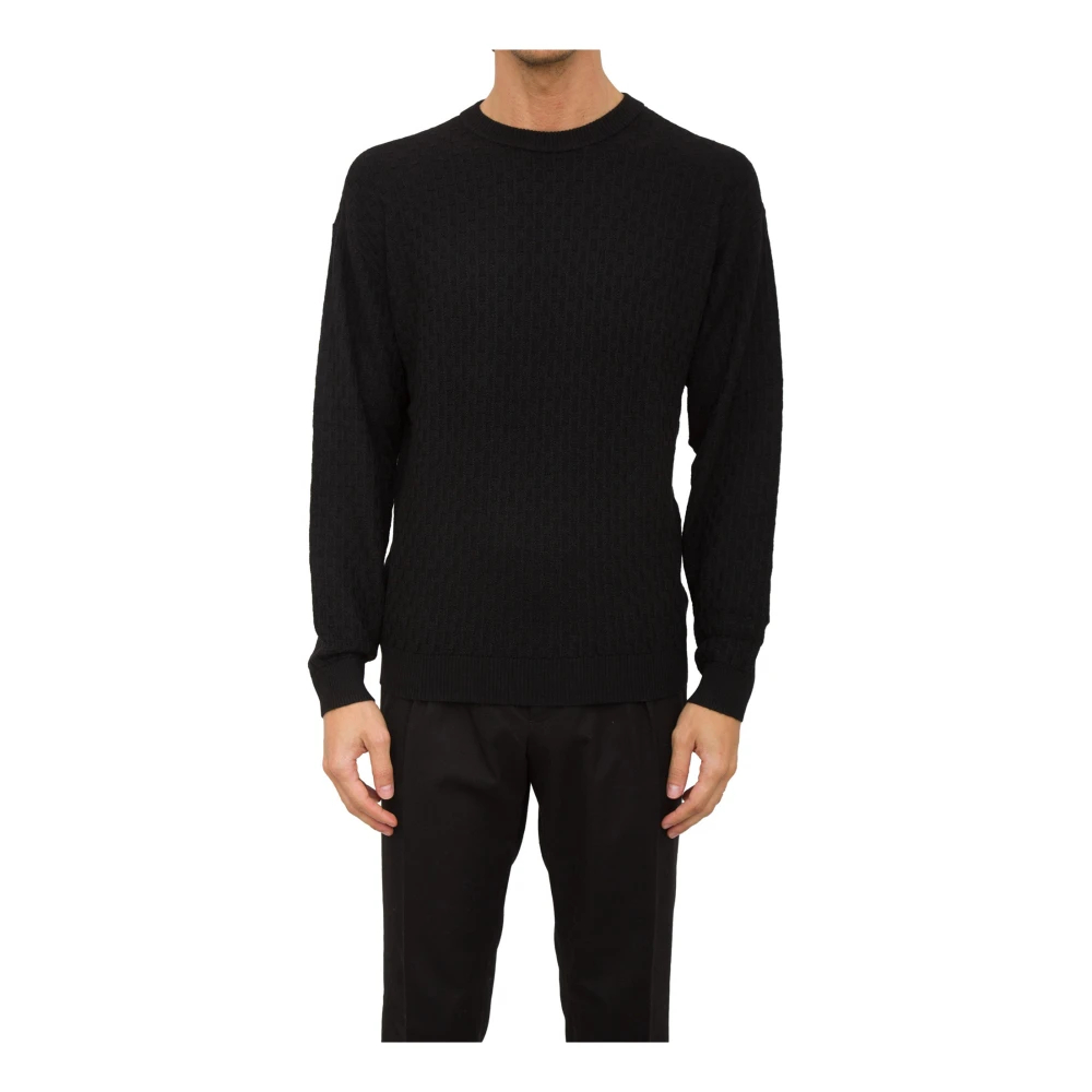 Emporio Armani Herren Schwarz - Rundhals-Strickpullover - Knitwear - K - L