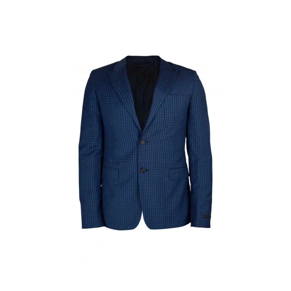 Prada Herren Blau - Karierte Wolljacke - Jackets - M