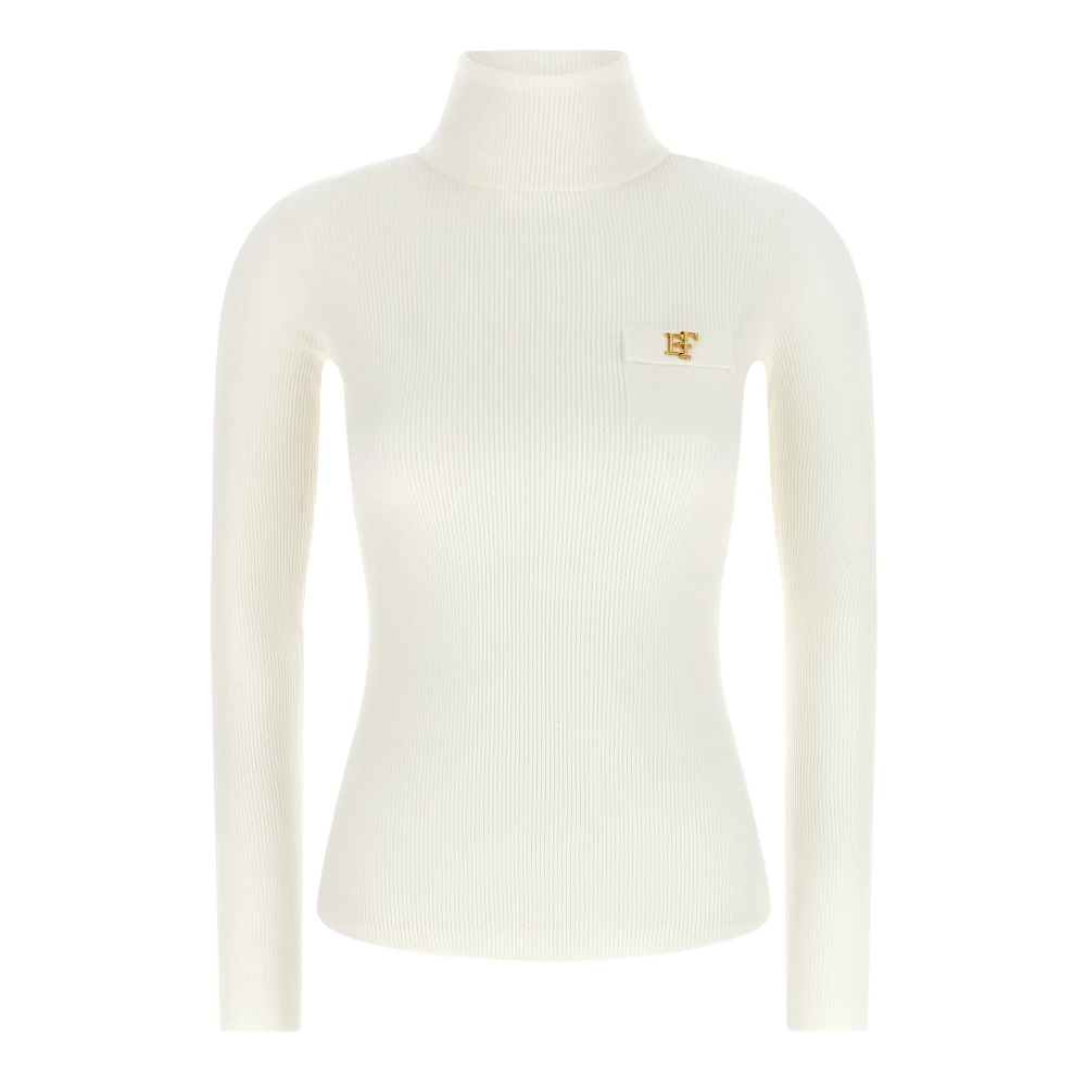 Elisabetta Franchi - Strickpullover Mit Rollkragen Und Lochstickerei - Knitwear - Damen - Beige - S - Bild 5