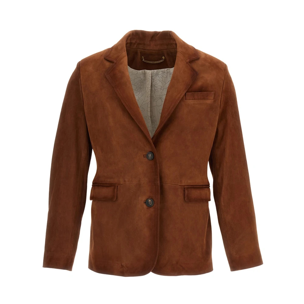 Golden Goose Damen Braun - Einknopf-Wildlederjacke - Jackets - S