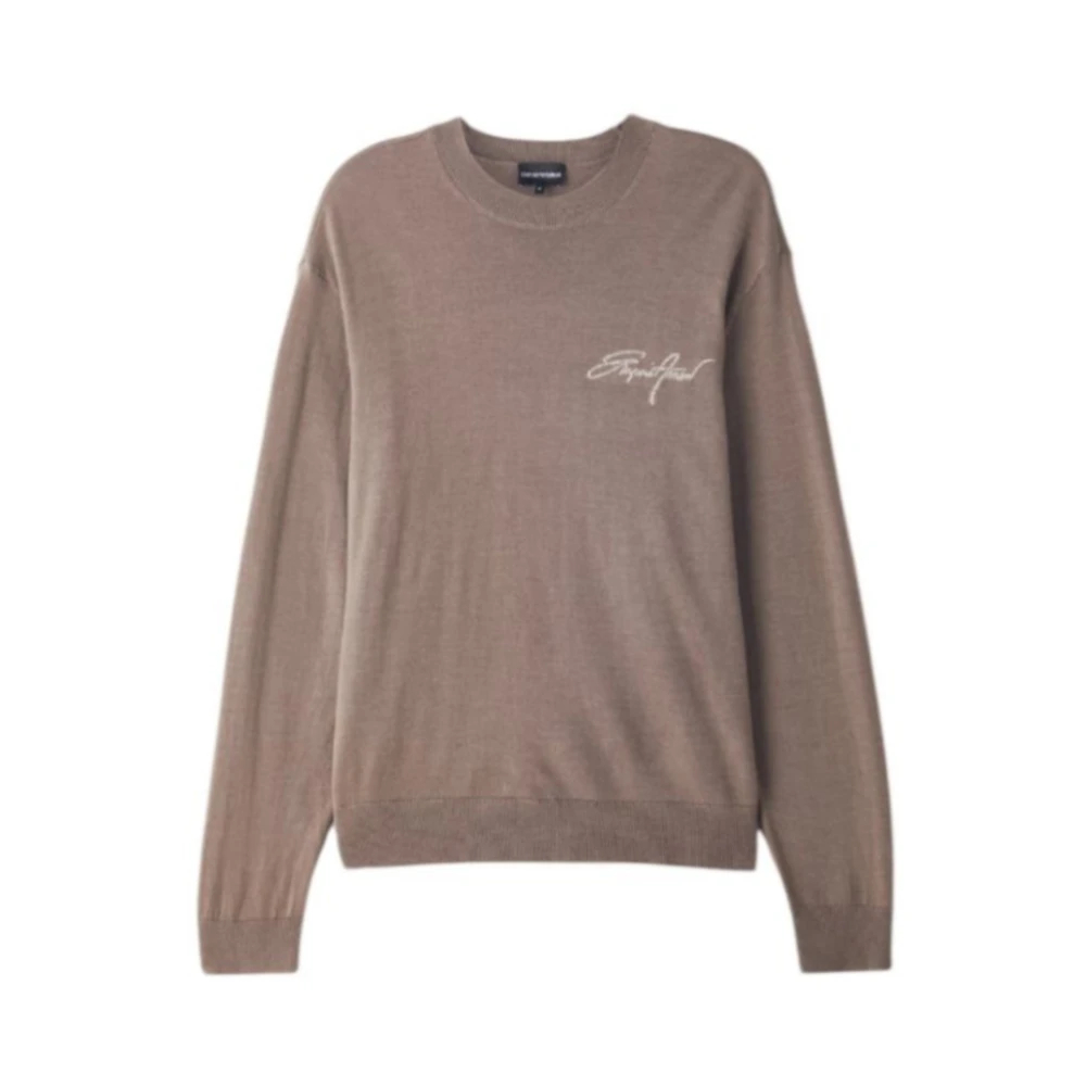 Emporio Armani Herren Braun - Rundhals-Strickpullover - Knitwear - S