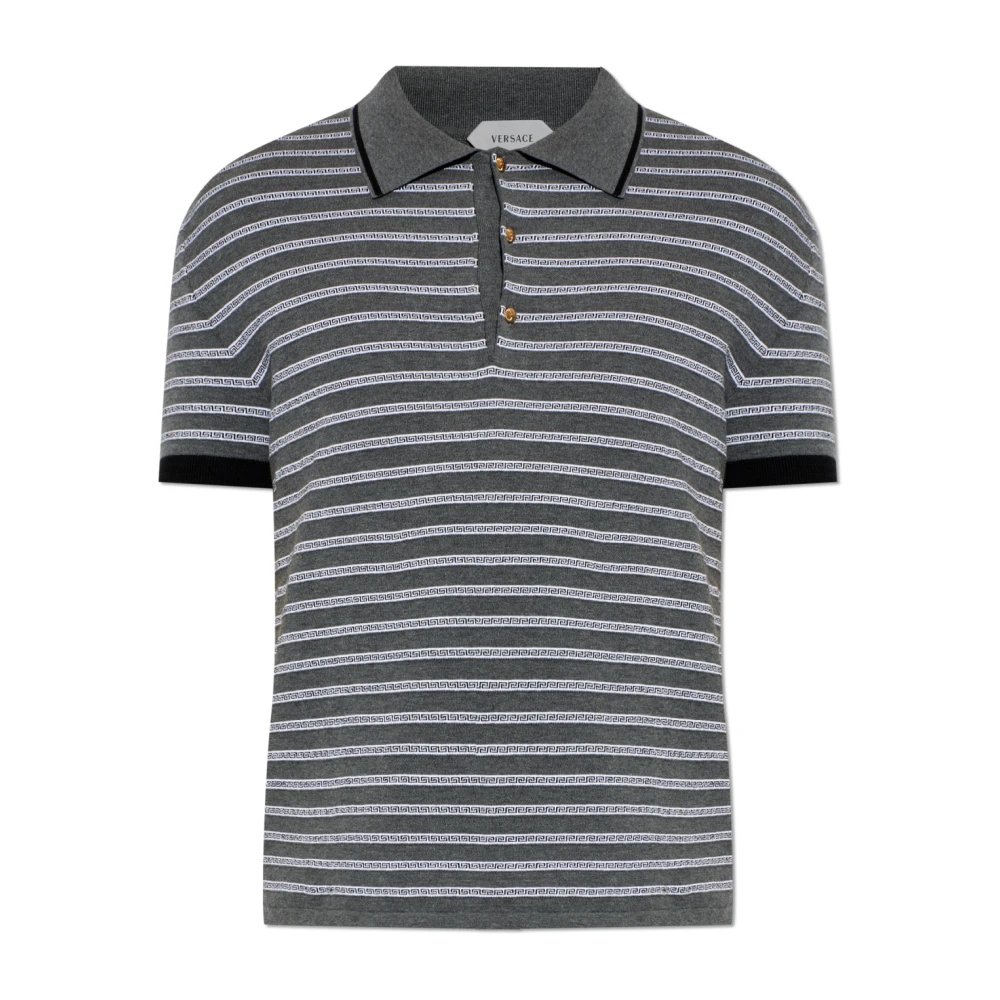 Versace Herren Grau - Gestreiftes Polohemd - Tops - 2XL