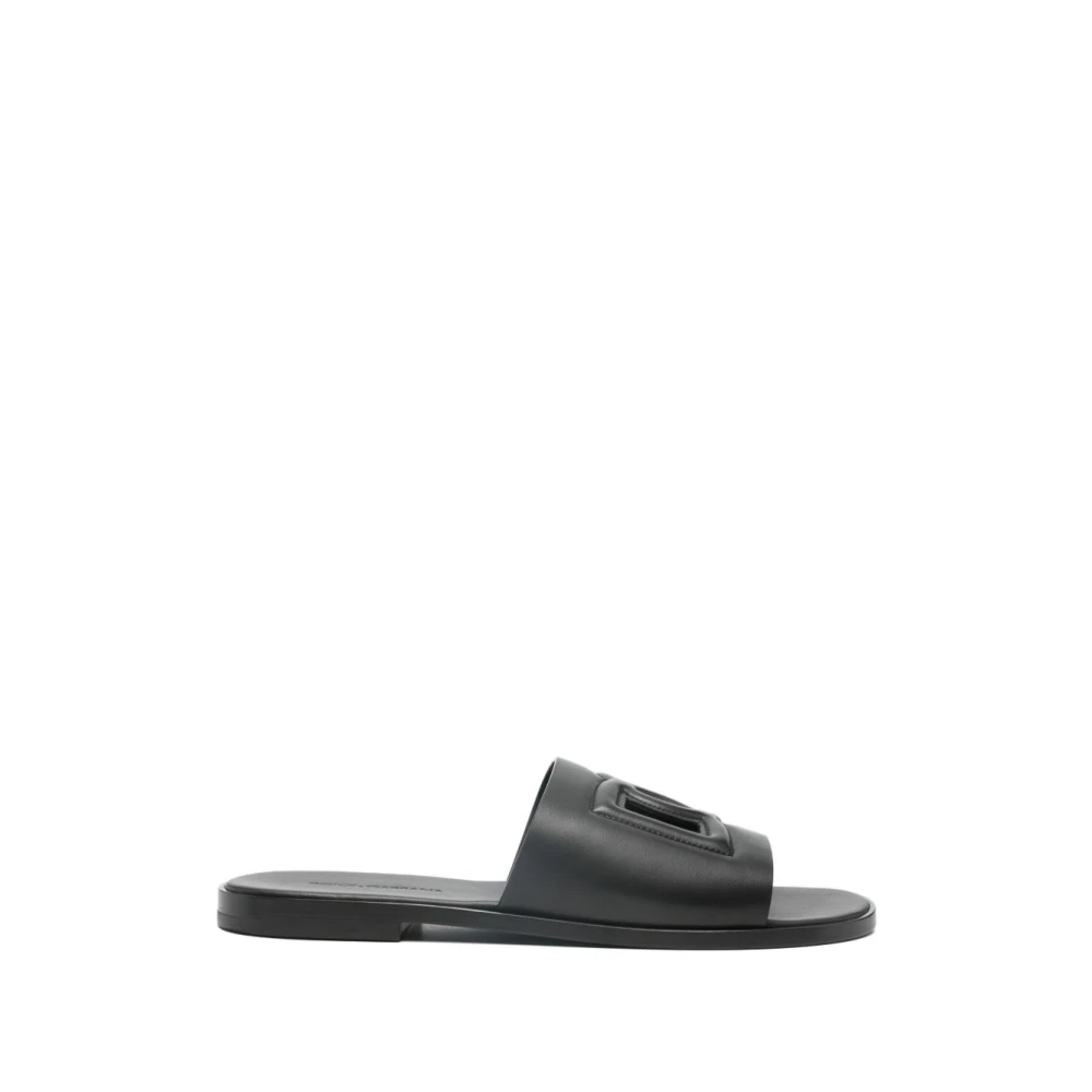 Dolce & Gabbana Herren Schwarz - Calfskin Slide - Shoes - K - 42 1/2 Eu