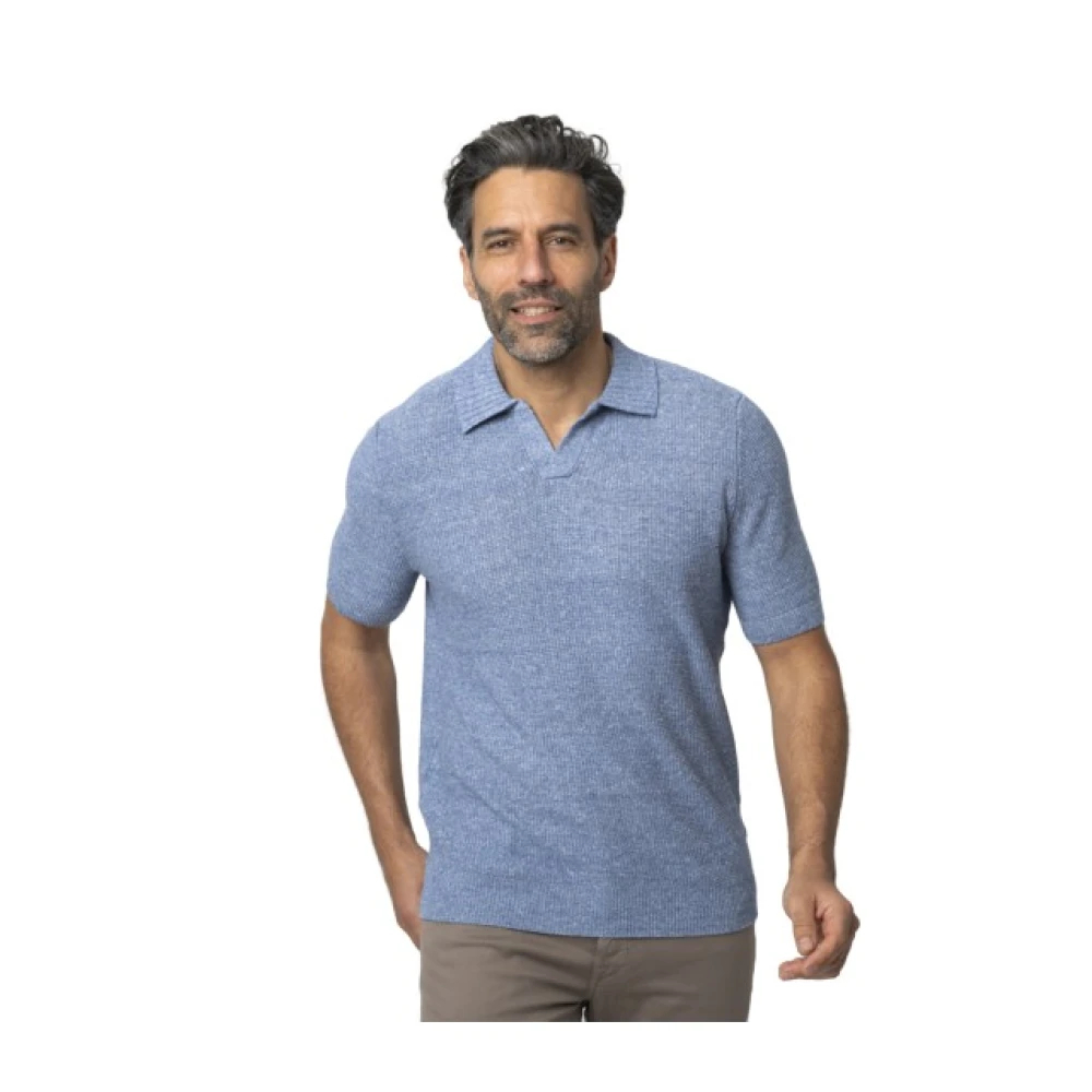 Gran Sasso Herren Blau - Skipper Kragen Häkel-Polohemd - Knitwear - Xl