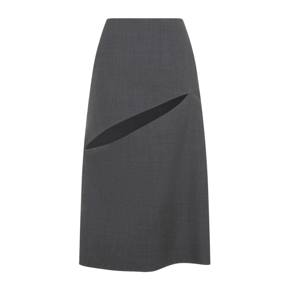 Jil Sander Damen Grau - Virgin Wool Midi Skirt - Skirts - 2XS