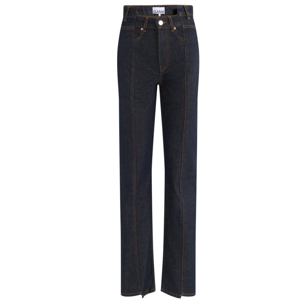 Ganni - Slub Denim Fold Jeans - Jeans - Damen - Blau - W28 - Bild 3