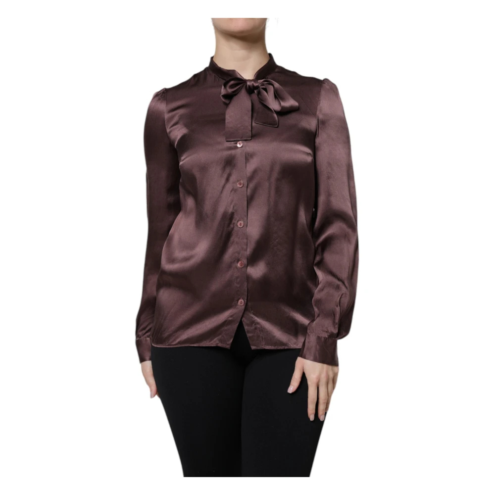 Dolce & Gabbana Damen Braun - Ascot-Kragen Bluse Top - Blouses & Shirts - 2XL