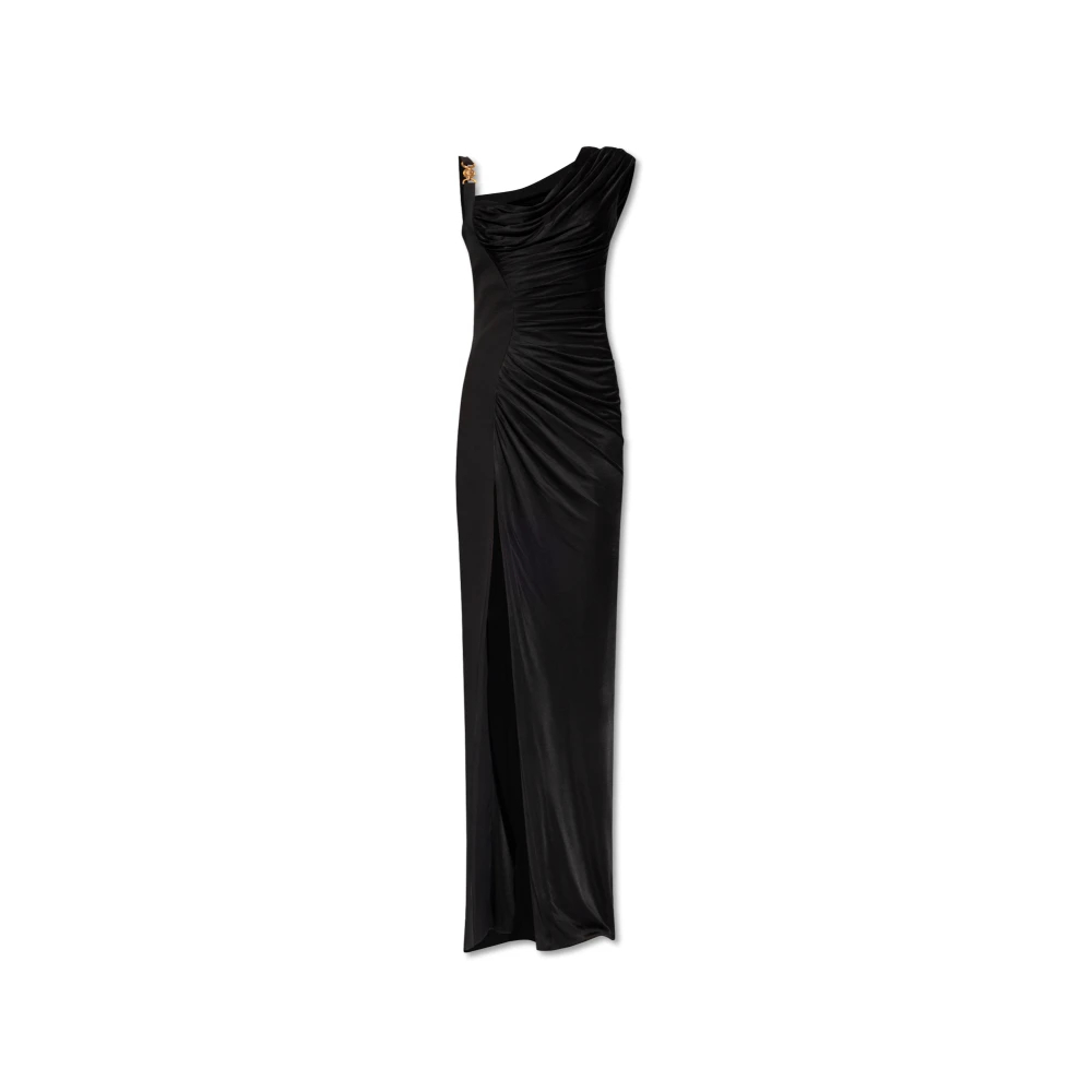 VERSACE | Black liquid jersey draped long dress | female | 42 - Bild 5