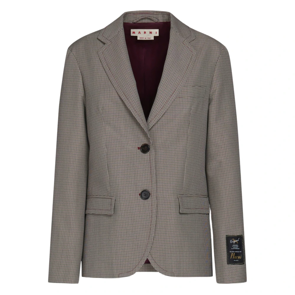 Marni Damen Grau - Houndstooth Wollmischungsjacke - Jackets - S