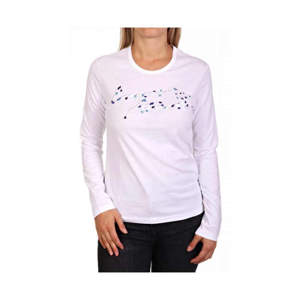 Emporio Armani Damen Weiß - Logo Baumwollshirt - Tops - Xl