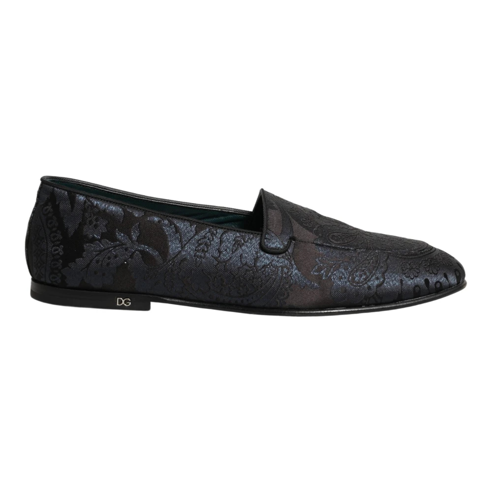 Dolce & Gabbana Herren Blau - Jacquard Leder Slip-On Loafers - Shoes - 43 Eu