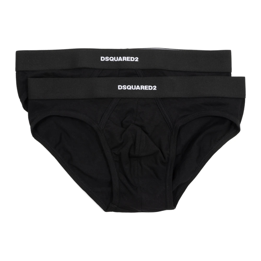 Dsquared2 Herren Schwarz - Plain Slips 2Er-Pack Mit Elastischem Bund - Underwear - K - 3XL