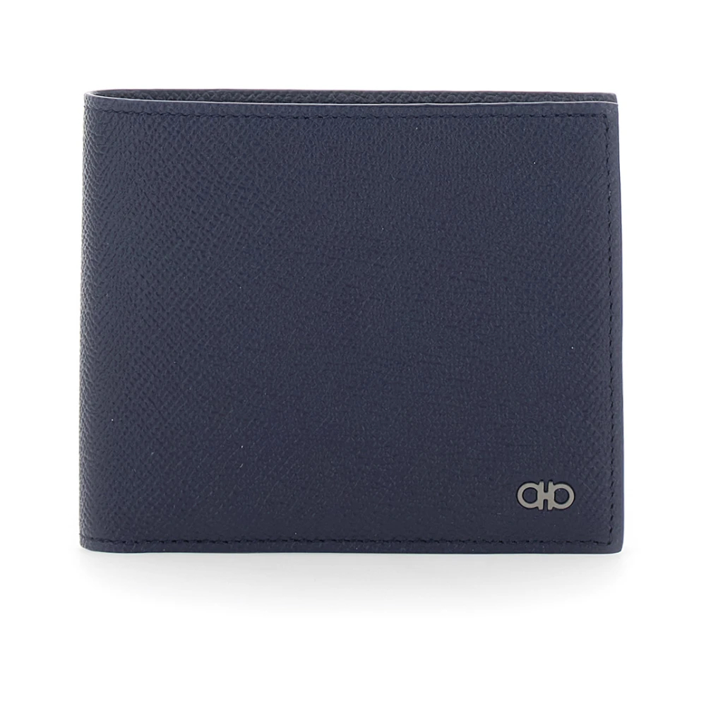 FERRAGAMO | Dark navy blue hammered calfskin Gancini wallet | Man | PZ - Bild 3