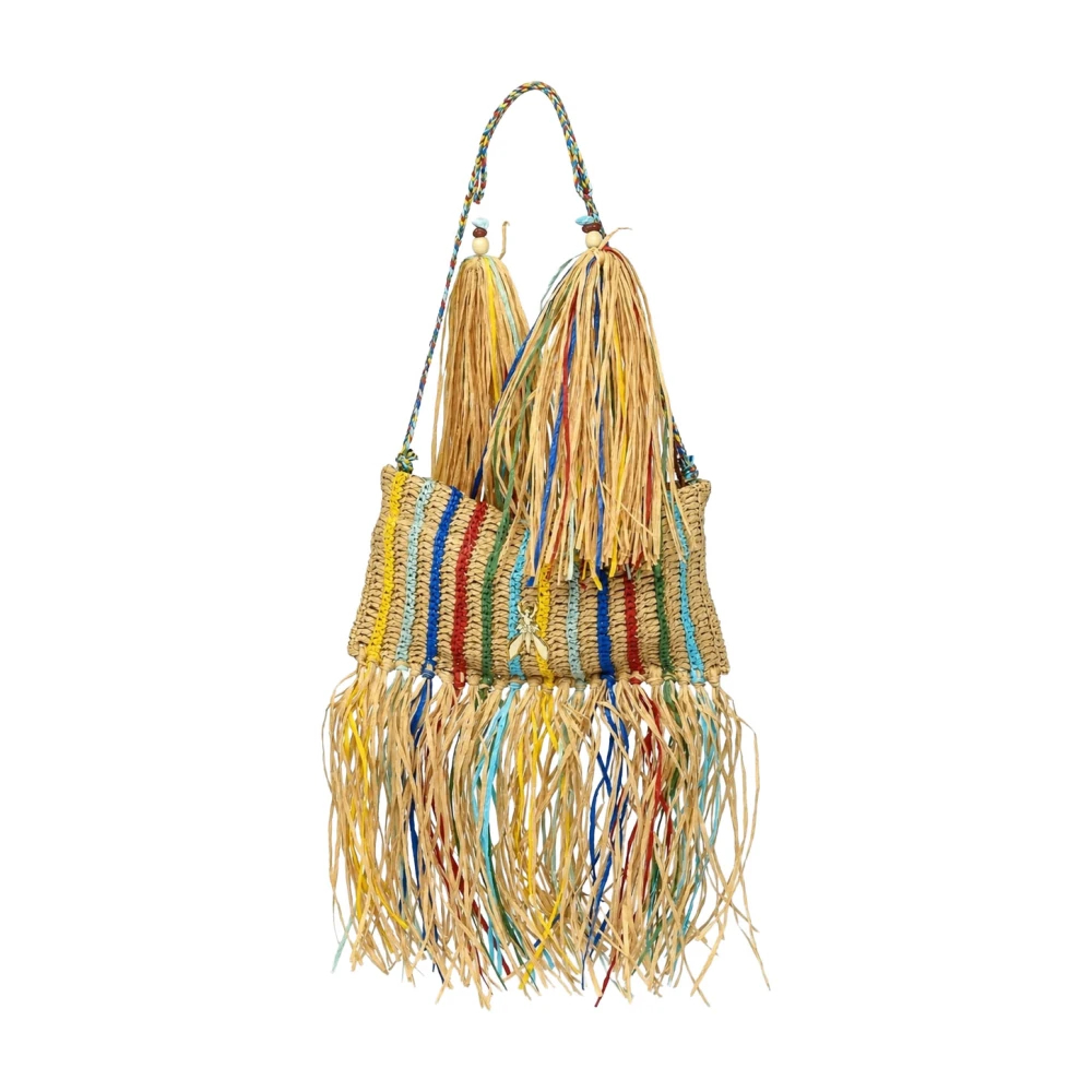 Patrizia Pepe Damen Multicolor - Boho Raffia Tasche Mit Fransen - Bags - Mehrfarbig - One Size