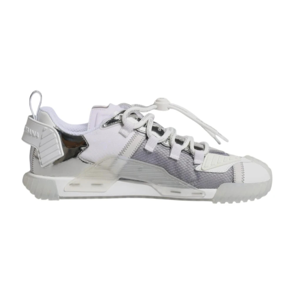 Dolce & Gabbana Herren Weiß - Silber Portofino Sneakers Ns1 Low Top - Shoes - 44 Eu