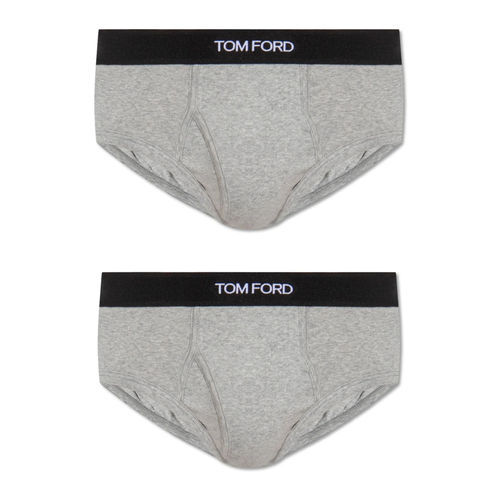 Tom Ford - Logo Jacquard Stretch Slips - 2Er-Set - Underwear - Herren - Grau - M