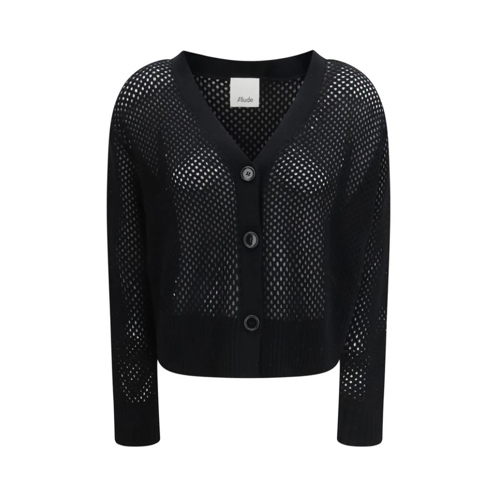 Allude Damen Schwarz - V-Ausschnitt Cardigan Mit Knöpfen - Knitwear - K -M