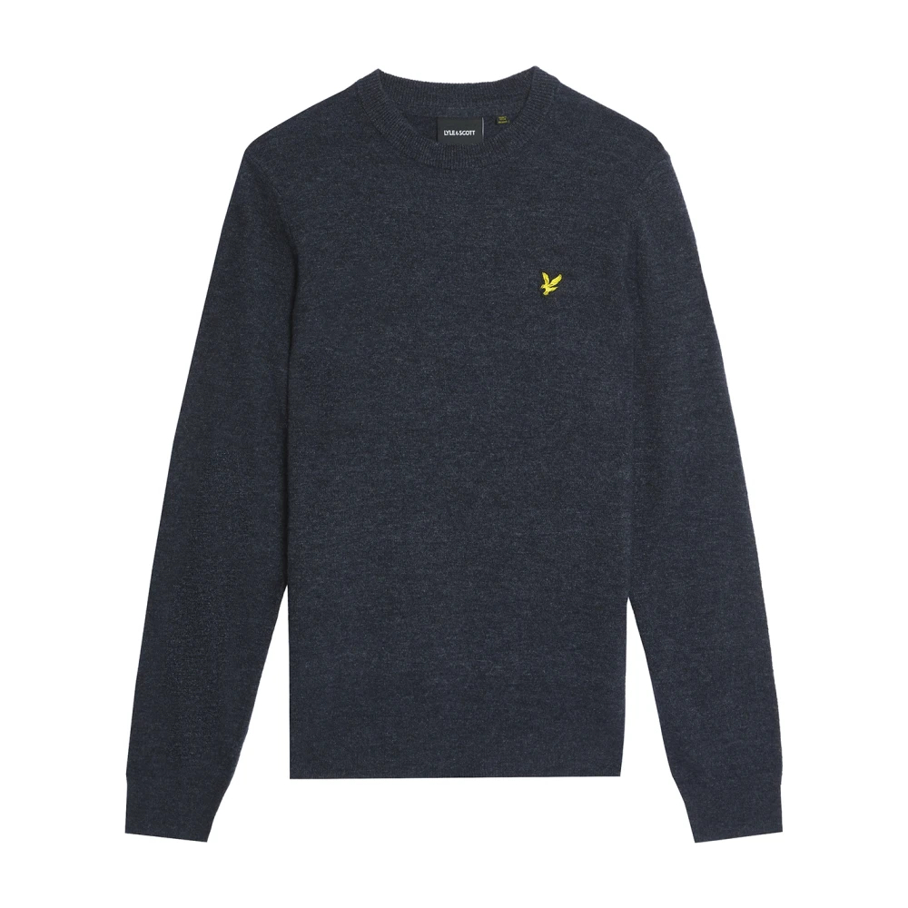 Lyle & Scott Herren Blau Rundhals-Pullover Aus Schafwolle Blend - Bild 6