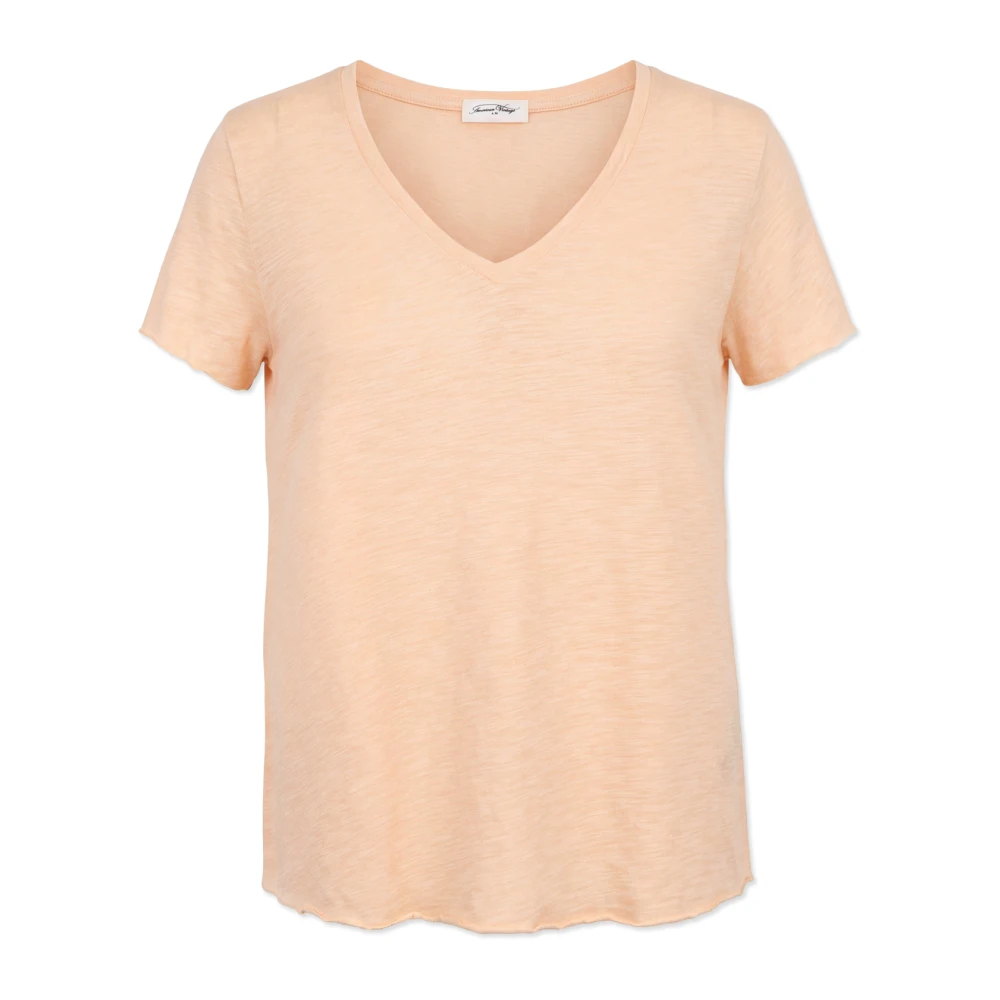 American Vintage Damen Orange - Jacksonville V-Neck T-Shirt - Tops - Xs