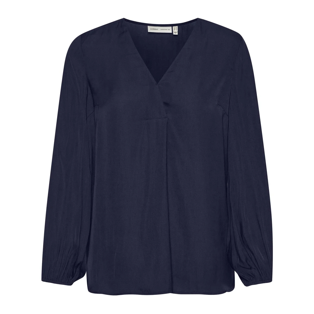 Inwear Damen Blau - Marineblaue Bluse Mit V-Ausschnitt - Blouses & Shirts - 2XS