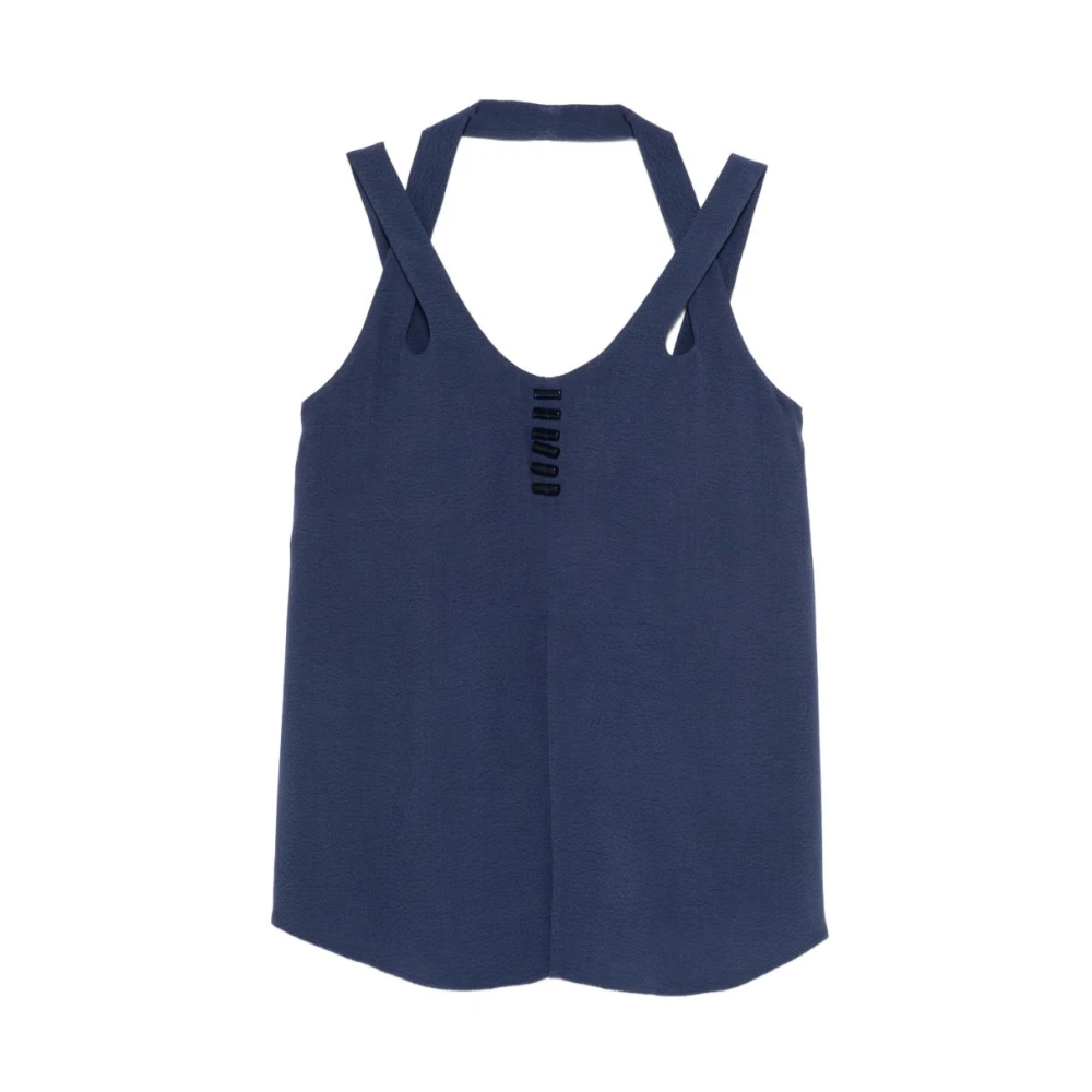 Emporio Armani Damen Blau - V-Neck Top Mit Knopfdetails - Tops - S