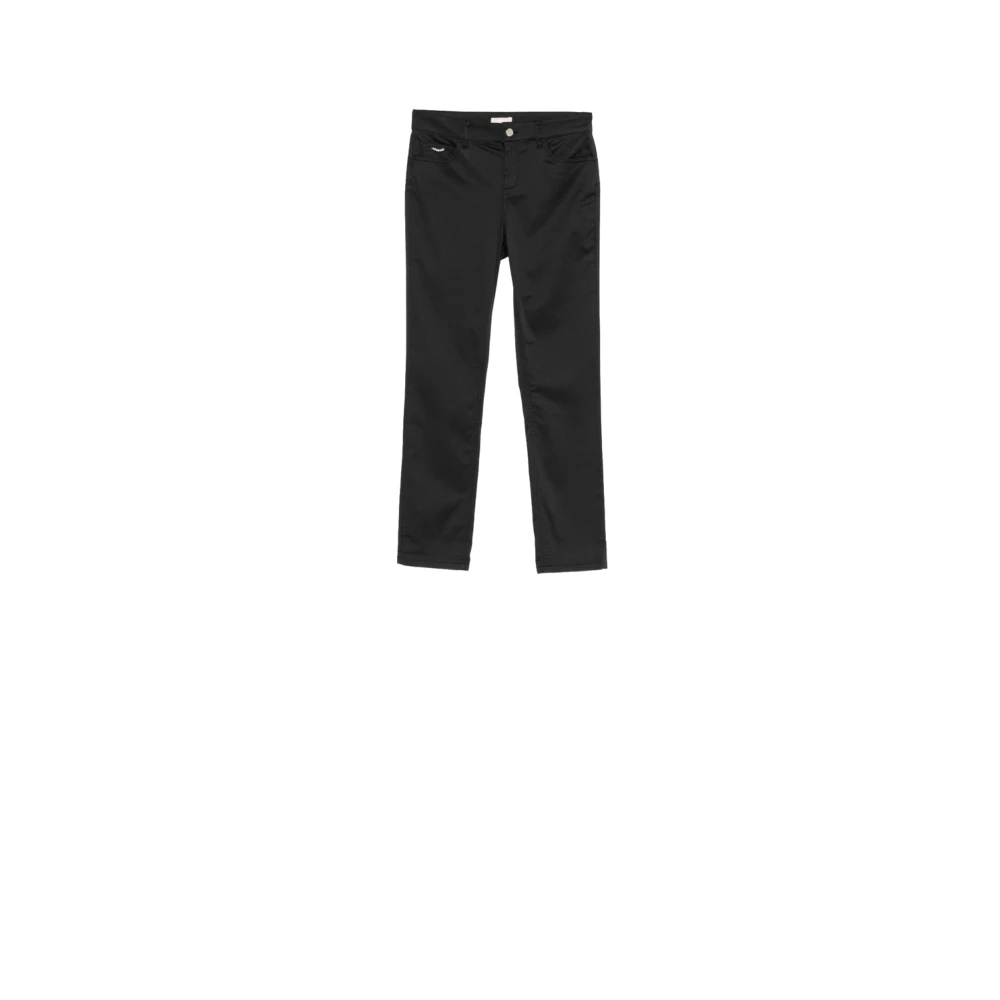 Liu Jo Damen Schwarz - Logo-Patch Slim-Fit Hose - Trousers - K - W28