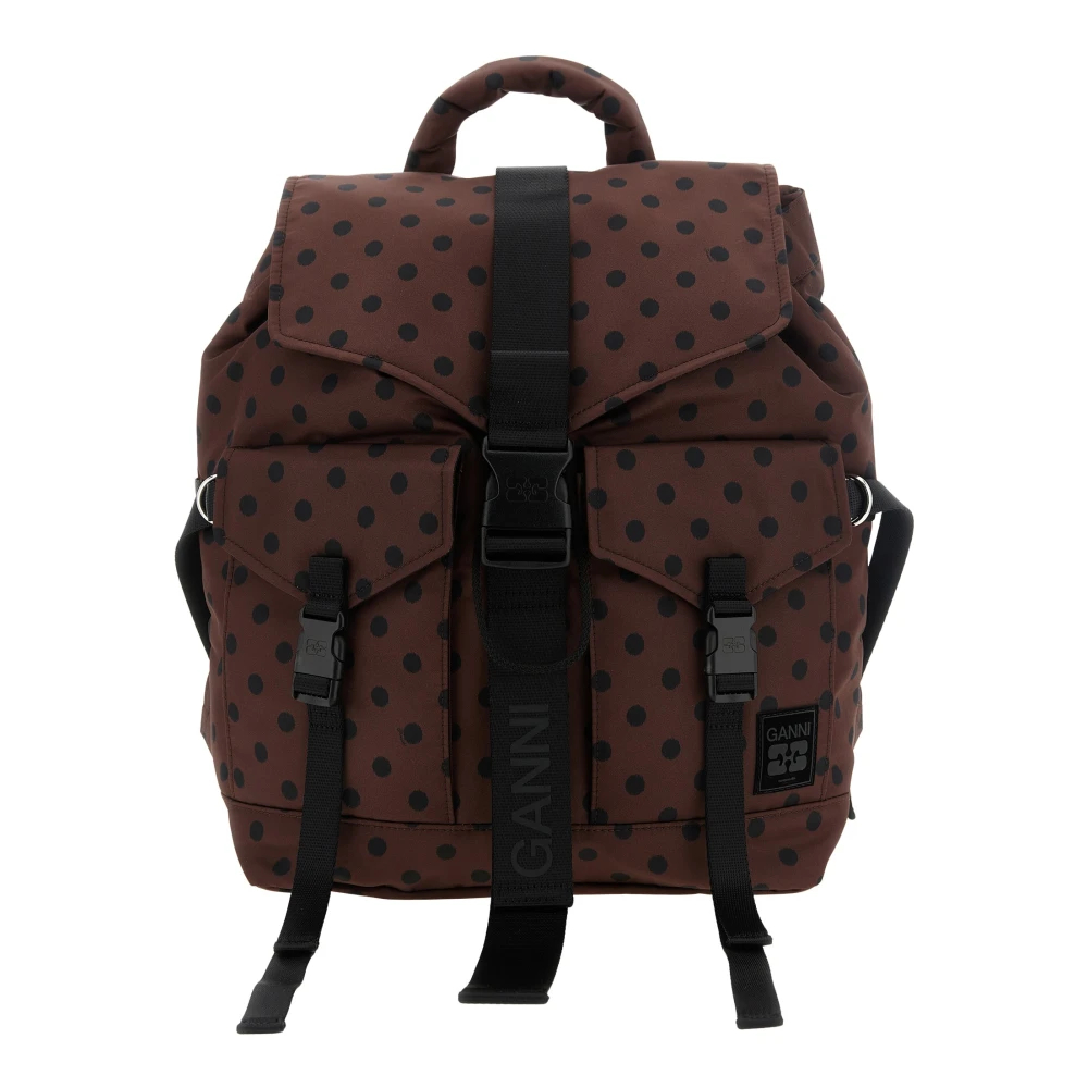 Ganni Damen Braun Re-Tech Printed Nylon Backpack - Bild 3