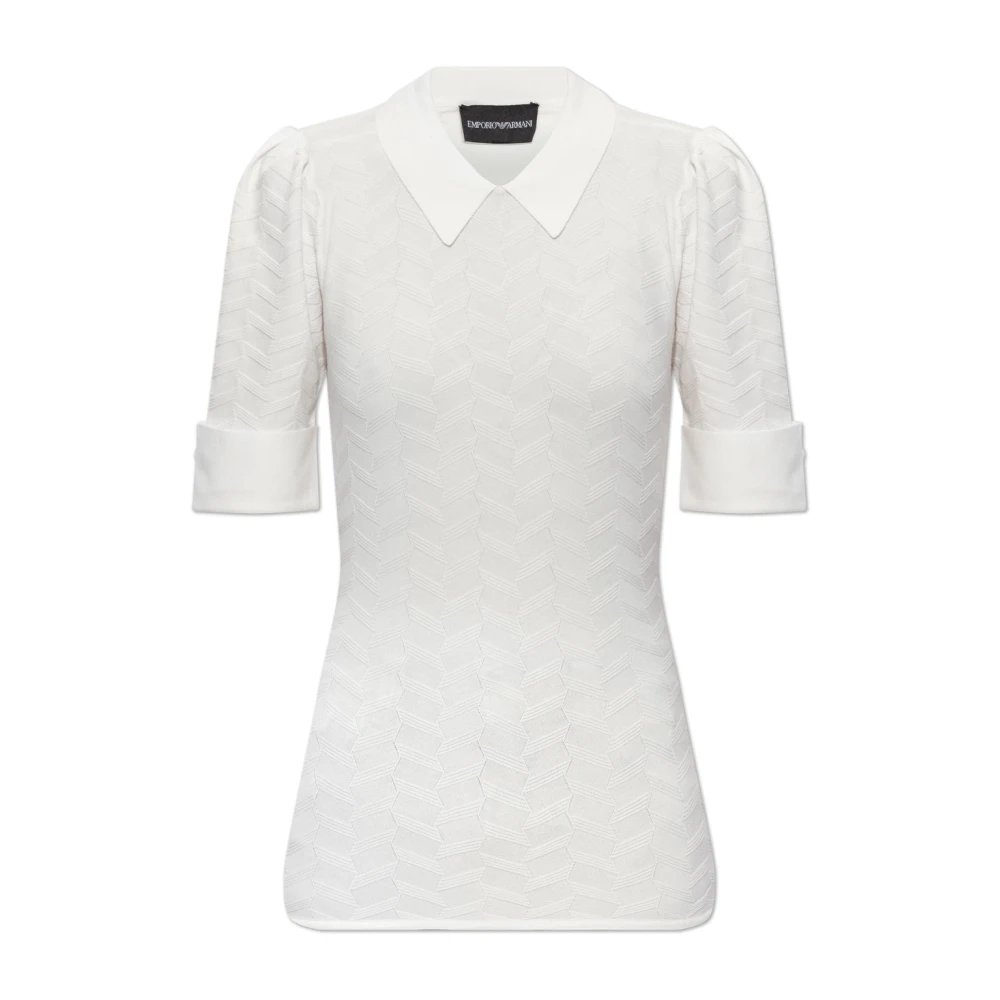 Emporio Armani Damen Weiß - Top Mit Hochgekrempelten Ärmeln - Blouses & Shirts - S
