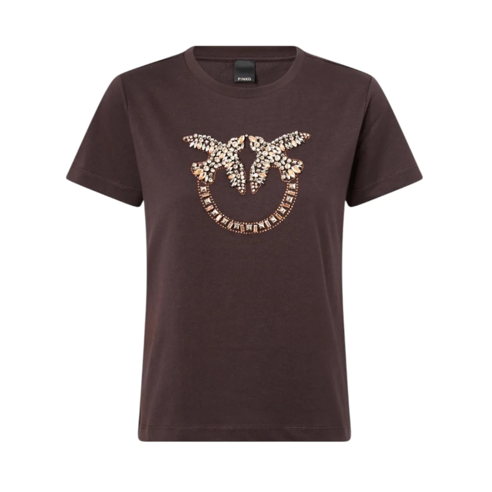 Pinko Damen Braun - T-Shirt Mit Logo Love Birds Als Schmuckmuster - Xs - Bild 5