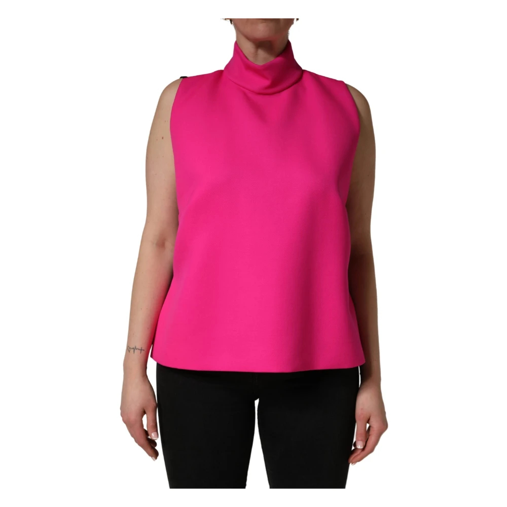 Dolce & Gabbana Damen Rosa - Ärmelloses Tanktop Mit Stehkragen - Tops - 2XS