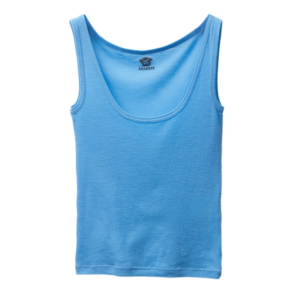 Versace Damen Blau - Geripptes Woll-Tanktop - Tops - M