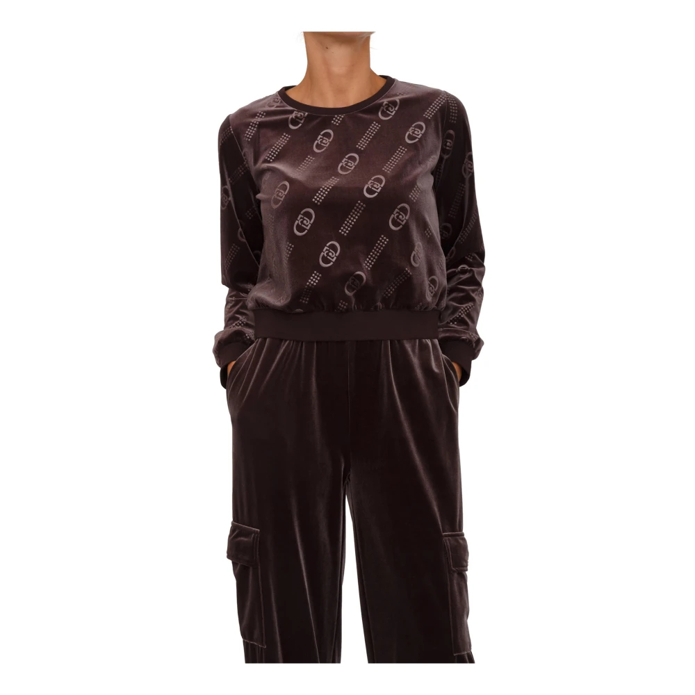 Liu Jo Damen Braun - Bedrucktes Jacquard-Sweatshirt - Sweatshirts & Hoodies - M