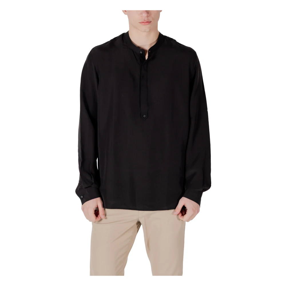 Antony Morato Herren Schwarz - Locker Geschnittenes Langarmhemd - Shirts - K - Xl