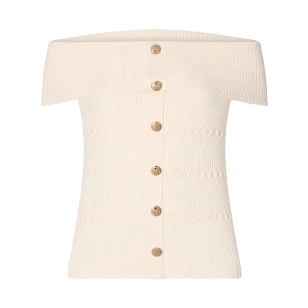 Liu Jo Damen Weiß - Knit Bardot-Neck Top - Knitwear - Xl