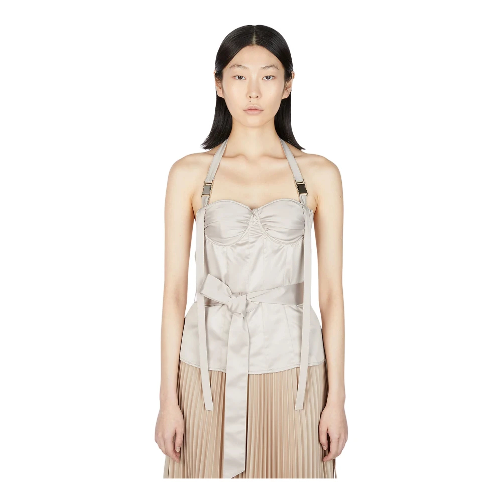 Rokh Damen Beige - Halterneck Korsett-Top - Tops - M