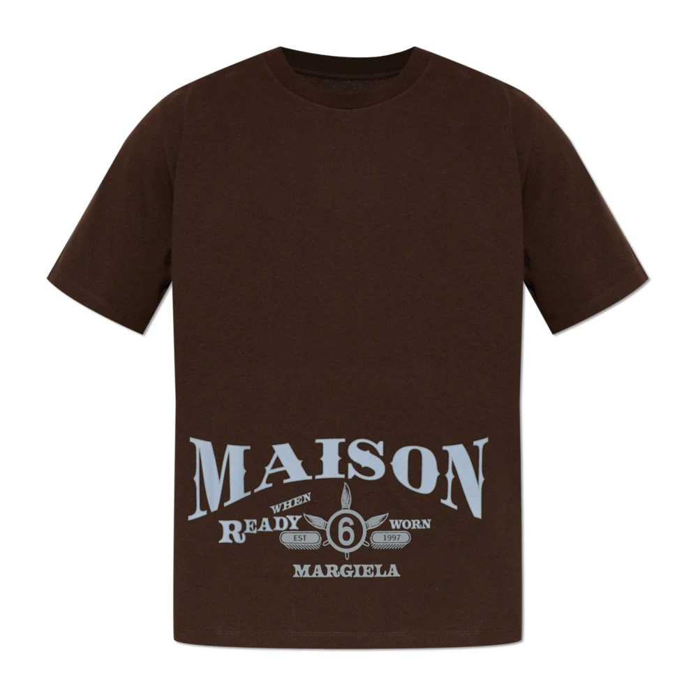 Mm6 Maison Margiela Herren Braun - Bedrucktes T-Shirt - Tops - Xl