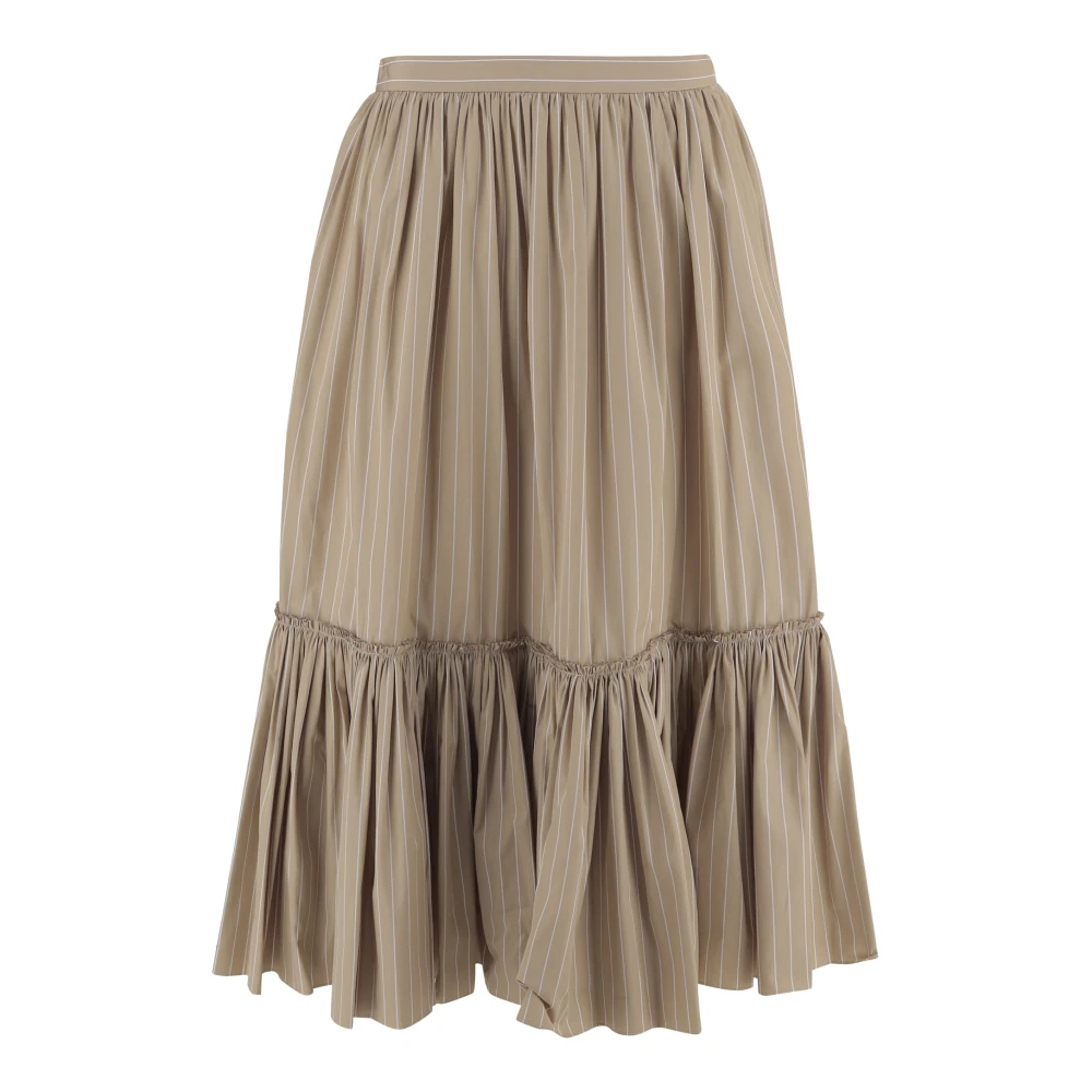 Jil Sander Damen Beige - Baumwollrock Mit Streifenmuster - Skirts - M