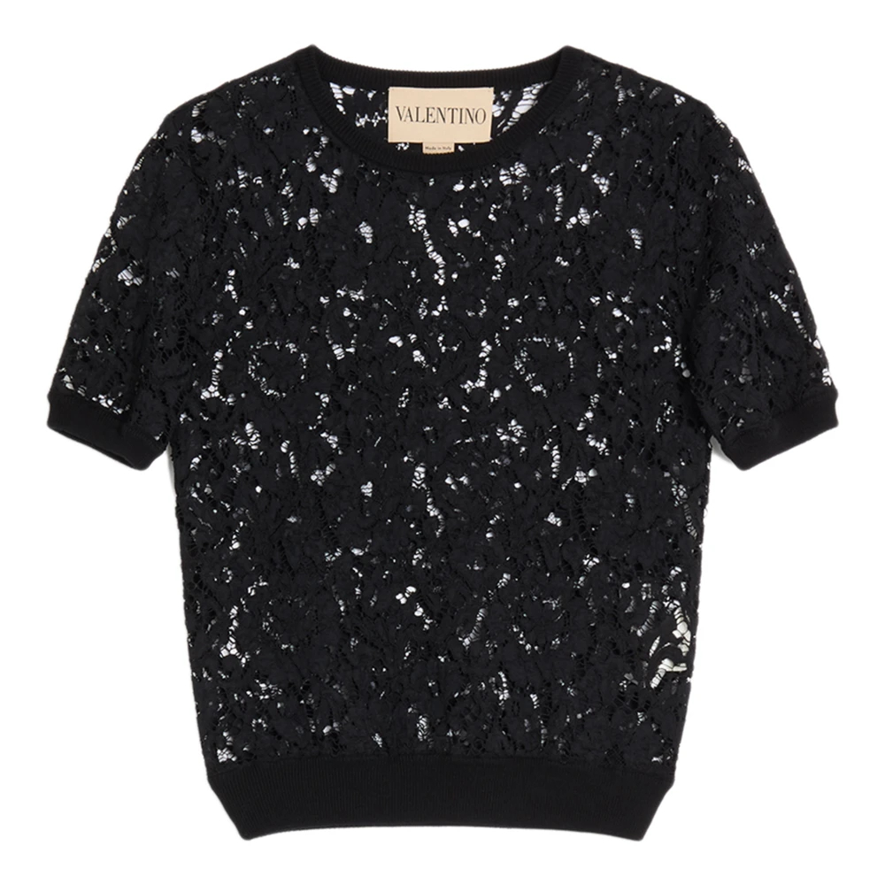 Valentino Garavani Damen Schwarz - T-Shirt Mit Rundhalsausschnitt - Tops - K -S