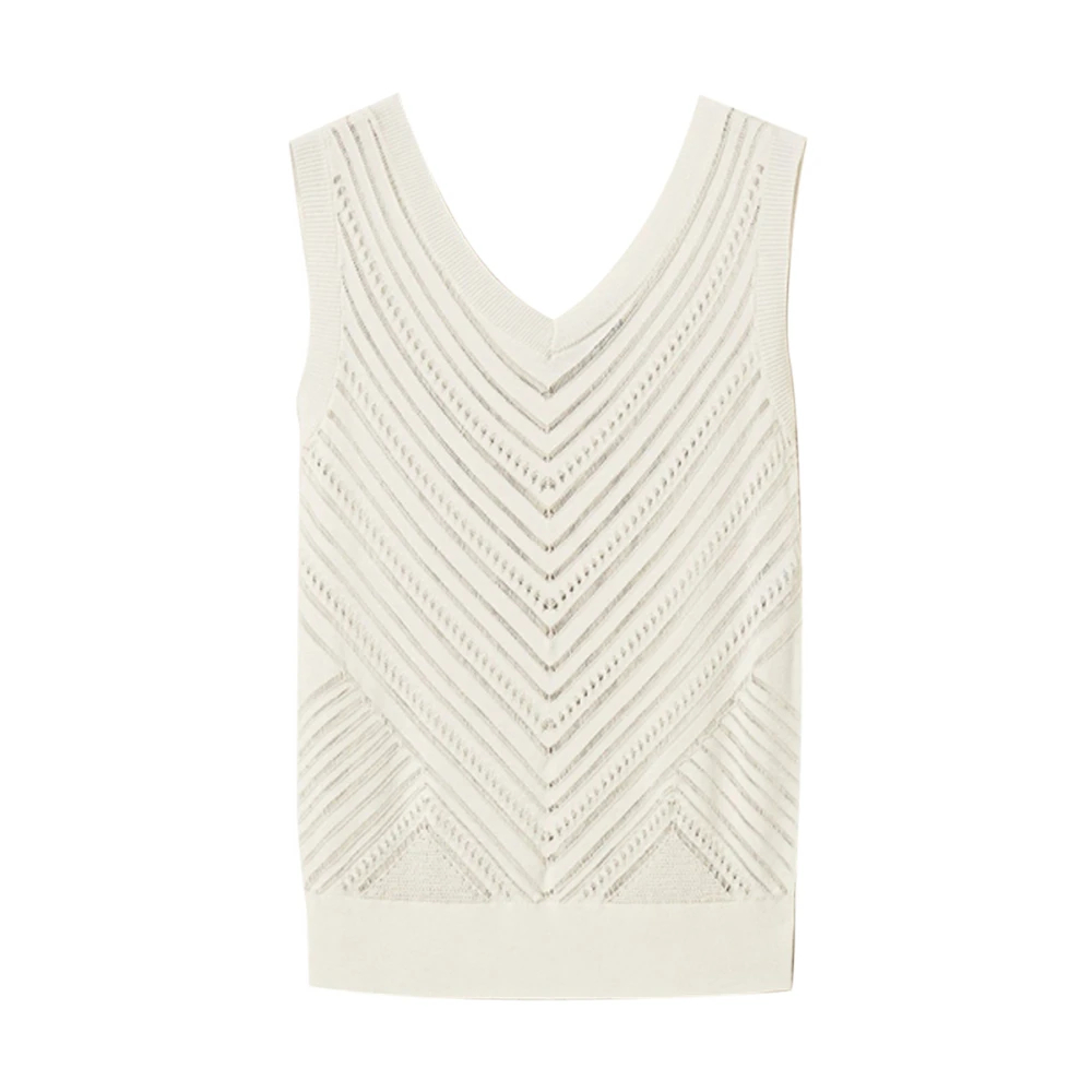 Actitude Damen Weiß - V-Neck Top - Tops - S