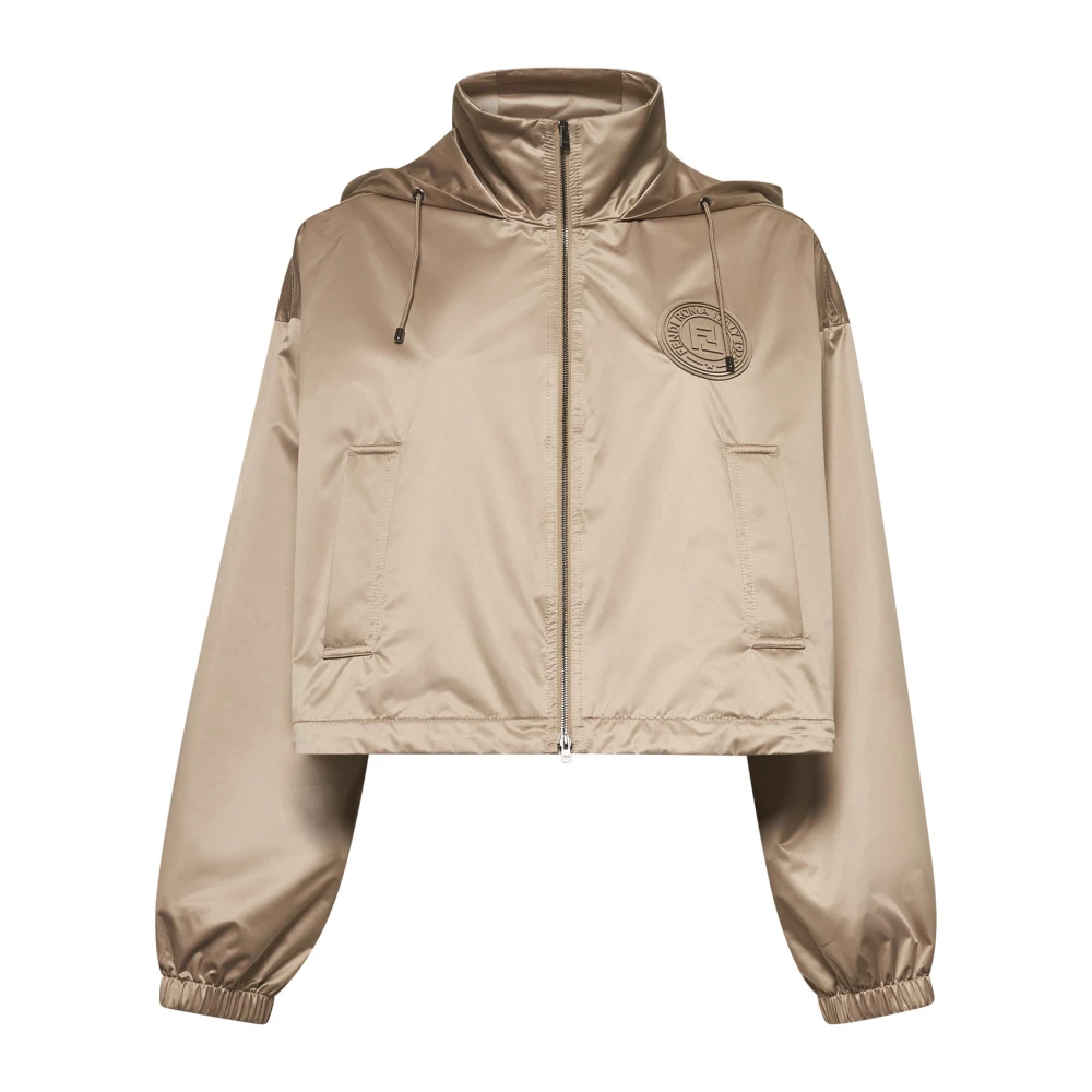 Fendi Damen Braun - Seiden-Effekt Cropped Jacke - Jackets - M