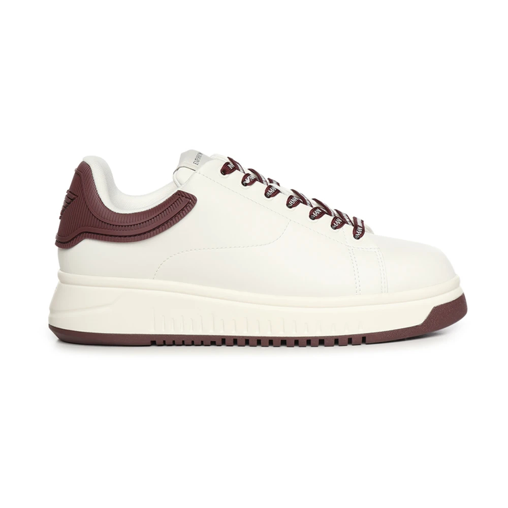 Emporio Armani Herren Weiß - Leather Lace-Up Sneakers - Shoes - 42 Eu