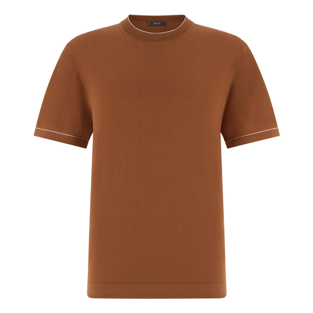 Boggi Milano Herren Orange - Cotton Crepe Knit T-Shirt - Tops - L