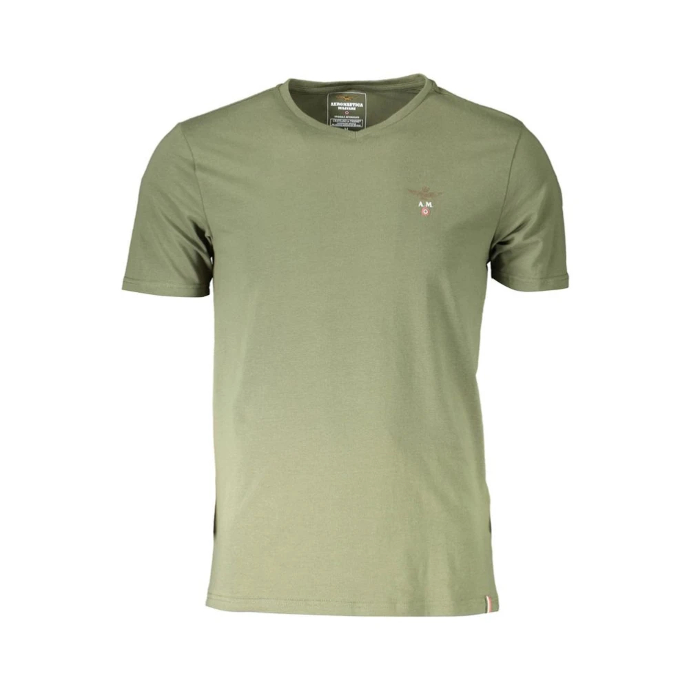 Aeronautica Militare Herren Grün - Es Baumwoll Outdoor T-Shirt- V-Ausschnitt - Tops - Xl
