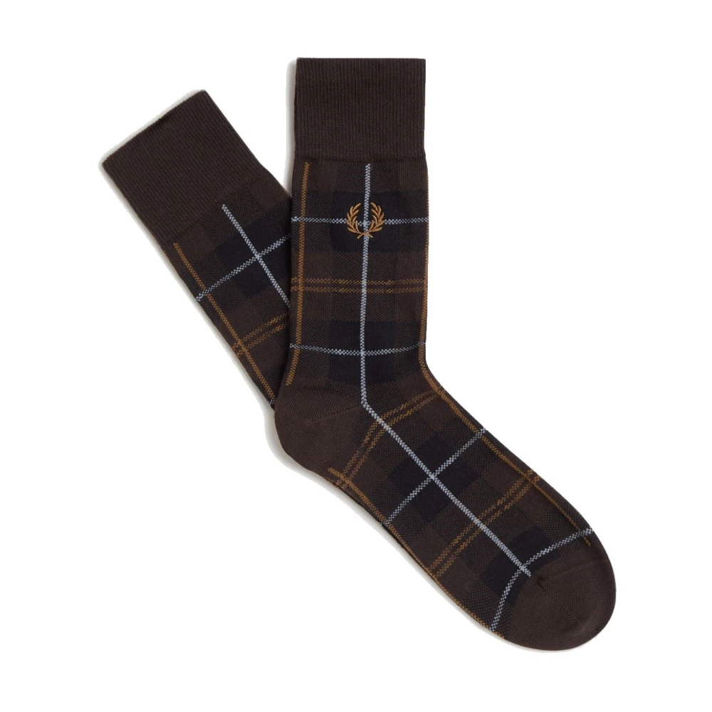 Fred Perry Herren Braun Socken Baumwolle Kariert - Bild 6